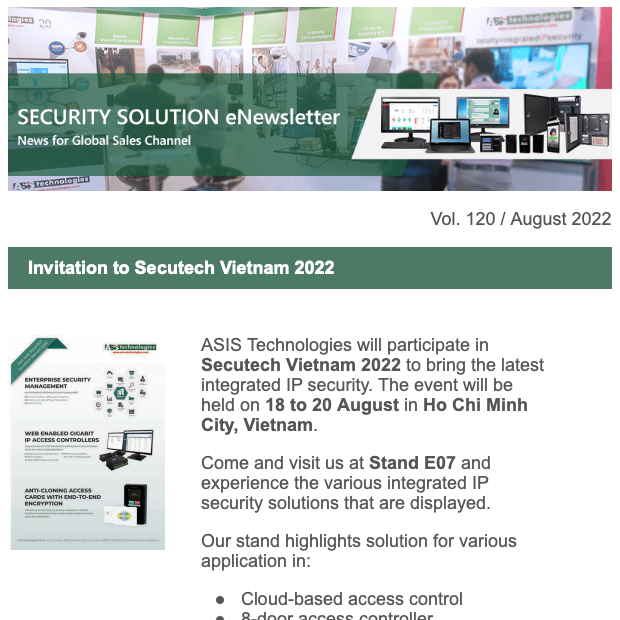 Invitation to Secutech Vietnam 2022
