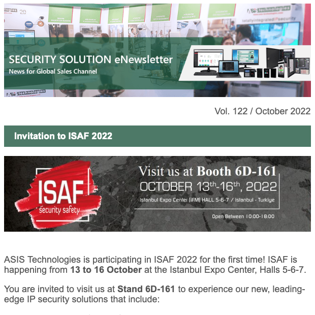 Invitation to ISAF 2022