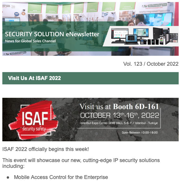 Visit Us At ISAF 2022