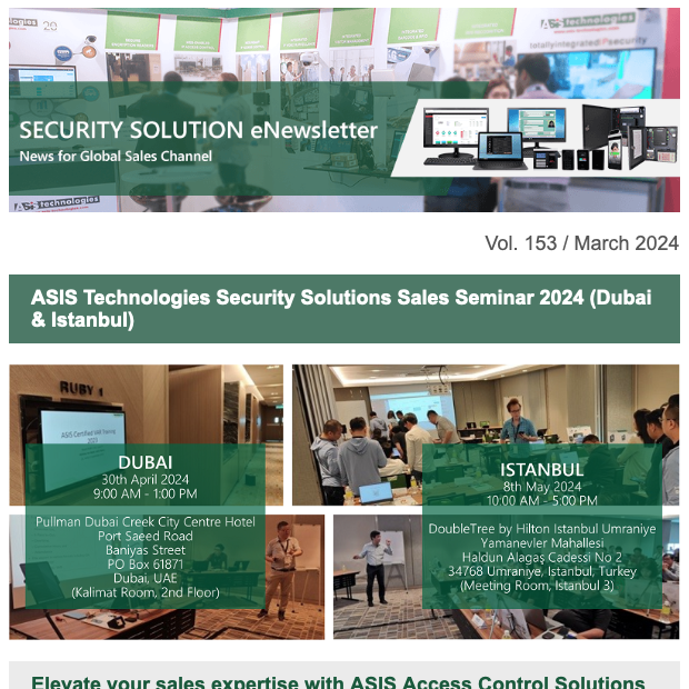 ASIS Technologies Security Solutions Sales Seminar 2024 (Dubai & Istanbul)